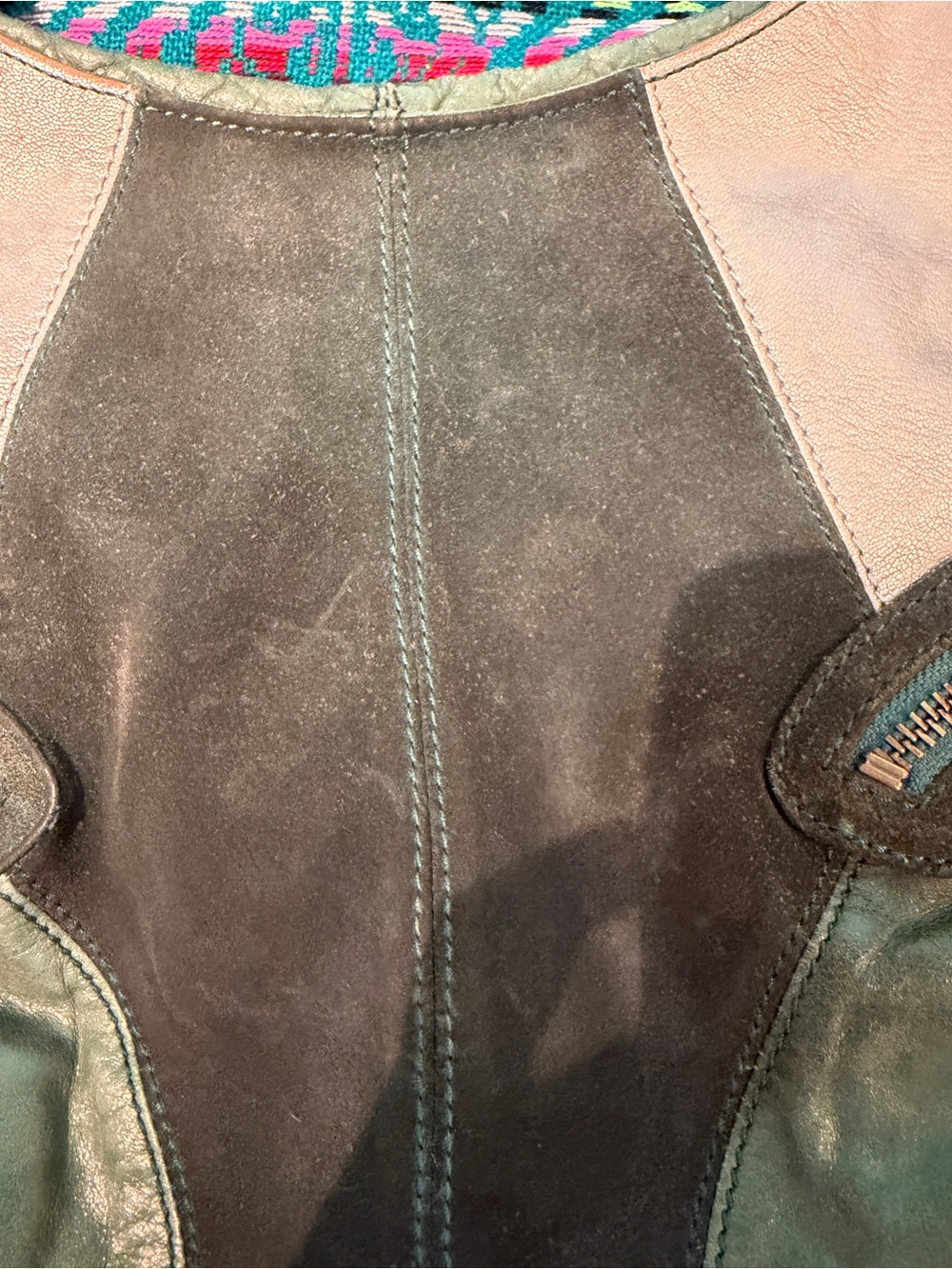 Marc Jacobs Vintage Colorblock Leather Suede Hobo Shoulder Bag Green - Picture 5 of 13